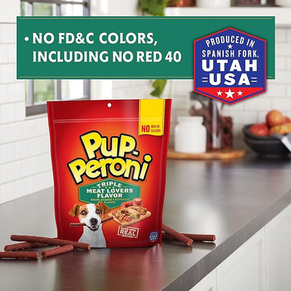 Pup-Peroni Dog Treats, Triple Meat Lovers Flavor, 22.5 Ounce, Bacon, Sausage and Pepperoni