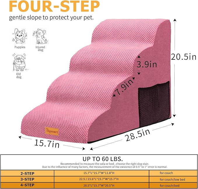 Topmart High Density Foam Dog Steps 4 Tiers