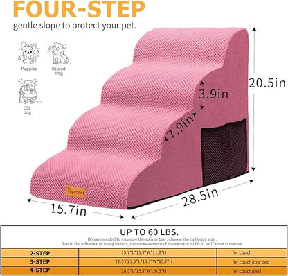Topmart High Density Foam Dog Steps 4 Tiers