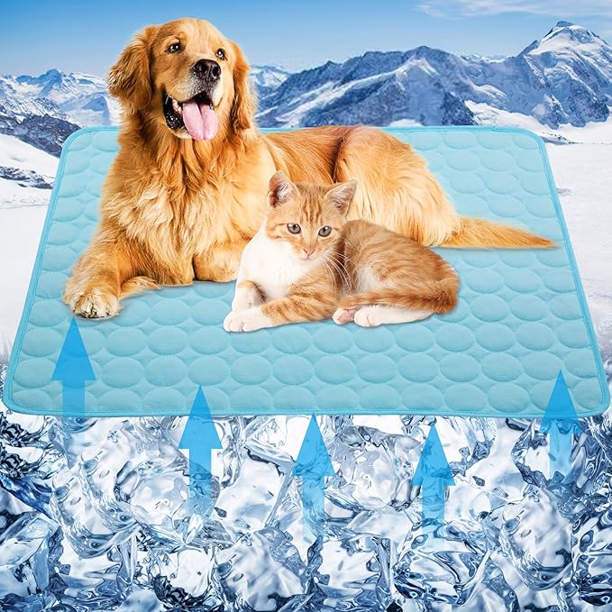 Dog Cooling Mats Pet Cooing Pad Self Cooling Blanket Dog Cooling Pads for Dogs Cats Indoor and Outdoor (Blue