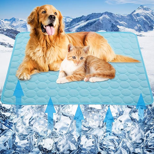 Dog Cooling Mats Pet Cooing Pad Self Cooling Blanket Dog Cooling Pads for Dogs Cats Indoor and Outdoor (Blue