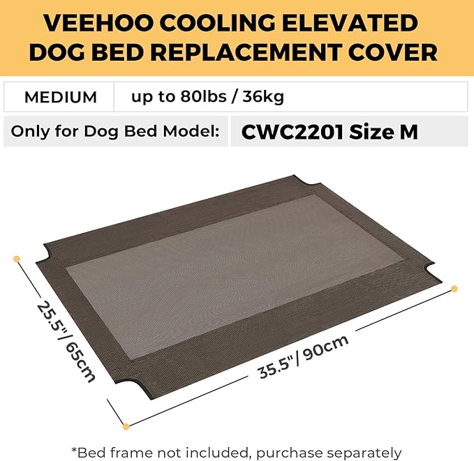 Veehoo Dog Bed Replacement Cover for CWC2201, Size M, Brown