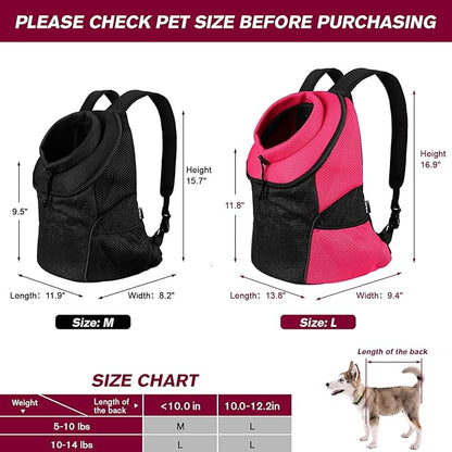 Cat Carrier Front Dog Backpack, Airline Approved Outdoor Travel Backpack with Breathable Head Out Design for Small Medium Dogs Puppy Kitten Bunny Rabbits (Red M)