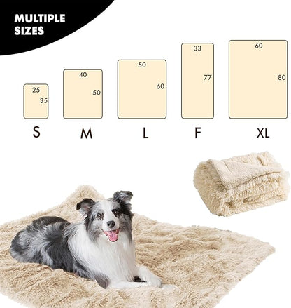 gogobunny Waterproof Plush Long Faux Fur Pet Throw Blanket Ultra Soft Fluffy Bed Couch Cover Washable (40x50 Inch 1), Beige)