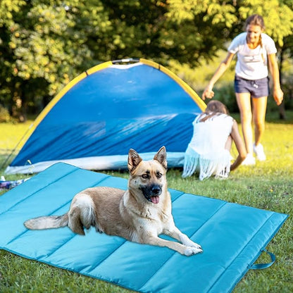 YUEPET 47"×27" Waterproof Outdoor Dog Bed, Portable Camping Dog Bed Easy to Clean Travel Outdoor Dog Mat for Large Medium Dogs Puppy with Storage Bag（Cyan）