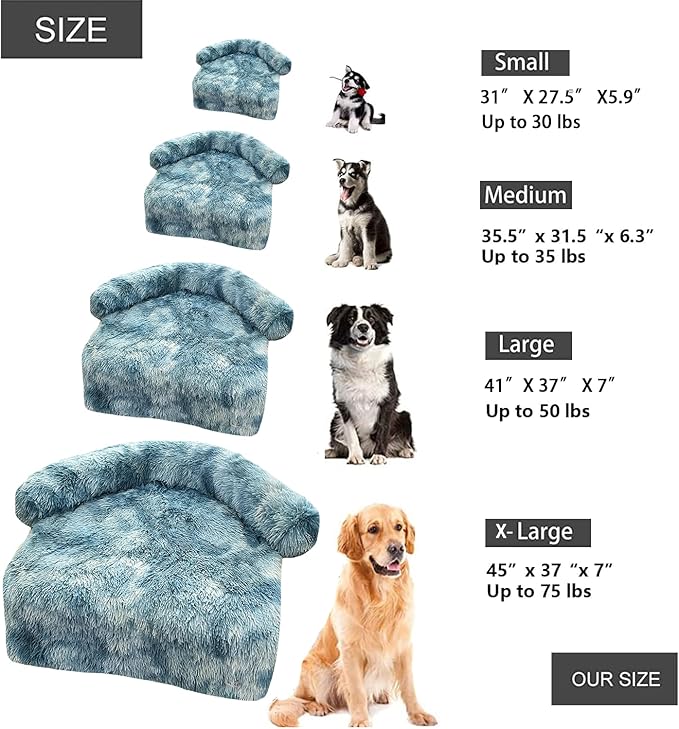 Calming Dogs/Cats Bed Fluffy Plush Dogs/Cats Mat for Furniture Protector with Waterproof Lining