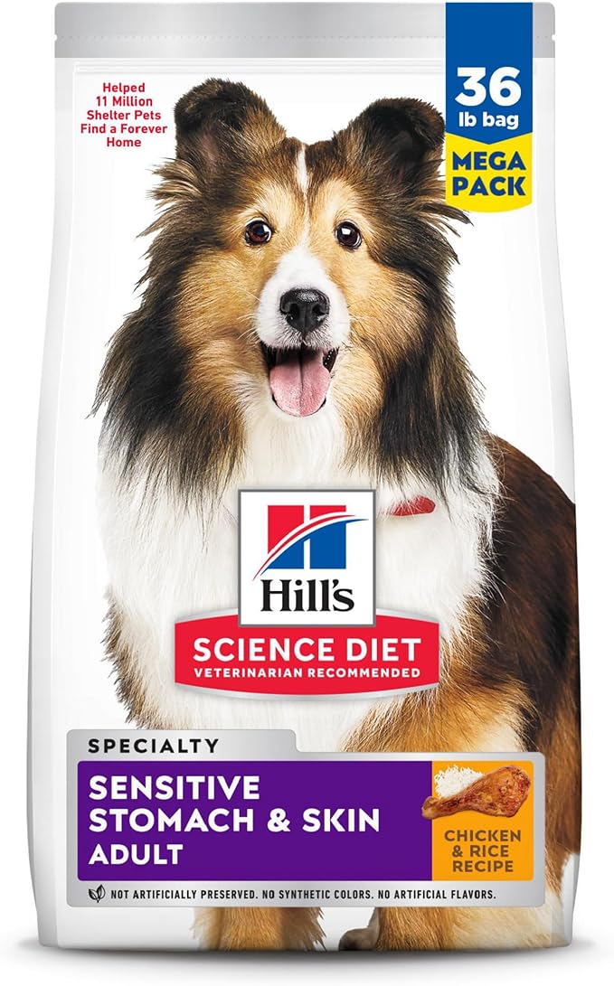 Hill's Science Diet Sensitive Stomach & Skin, Adult 1-6, Stomach & Skin Sensitivity Support, Dry Dog Food, Chicken Recipe, 36 lb Bag