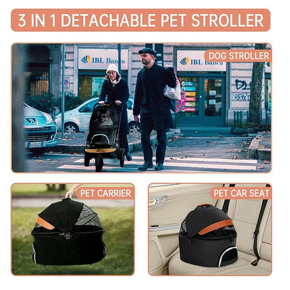 Dog Stroller for Medium Small Dogs 3in1 Pet 3 Wheels