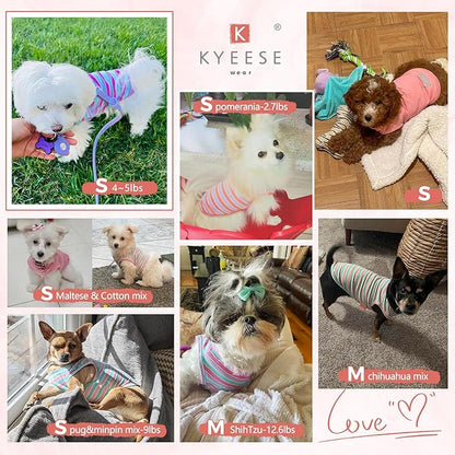 KYEESE 2 Pack Dogs Shirts Striped Dog T-Shirts (7-13lbs)