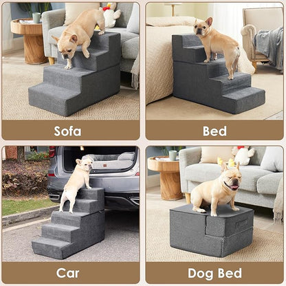 EHEYCIGA Dog Stairs for Small Dogs 13.5" H 3-Step Dog
