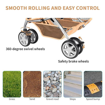 Double Pet Stroller 2 Dogs