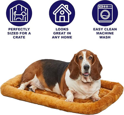 MidWest Homes for Pets Dog Bed 22L-Inch White Cinnamon Dog Bed or Cat Bed w/ Comfortable Bolster 22-Inch Crate