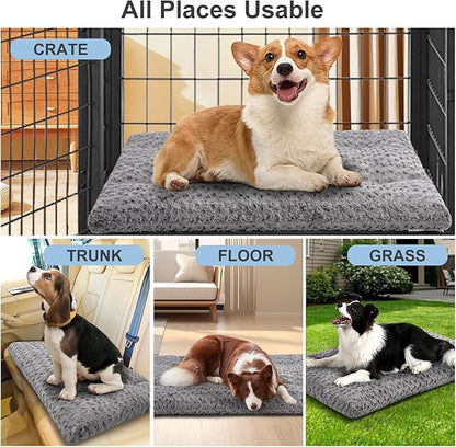 VERZEY Dog Beds Crate Pad Mat for Large Dogs (42" L 28" W,Gray)