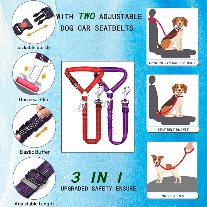 Gerrit Backseat Extender for Dogs Hard Bottom Car Seat Cover for Dogs Pet Cruiser Waterproof & Easy to Clean Dog Car Seat Cover for Back Seat Scratch Resistant for Cars Trucks SUVs