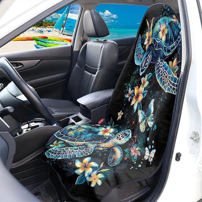 Turtle Sweatproof Towel Car Front Seat Cover Non-Slip Bucket Seat Protector Easy to Install for Athletes