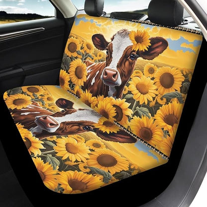 Tribal Sunflower Car Seat Cover Set Front and