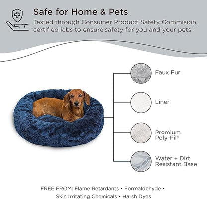 Best Friends by Sheri The Original Calming Donut Cat and Dog Bed in Lux Fur Navy 23"