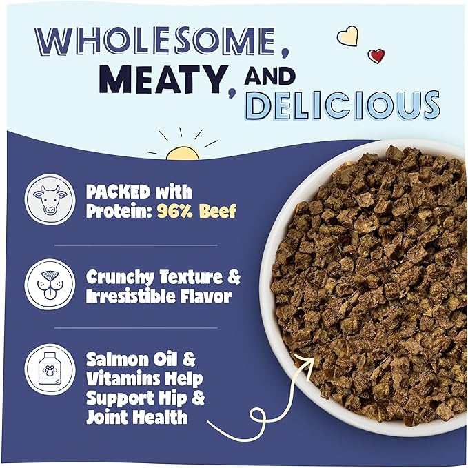 Pawstruck All Natural Air Dried Dog Food w/Real Beef - Grain Free, Made in USA, Non-GMO & Vet Recommended - High Protein Limited Ingredient Wholesome Full-Feed - for All Breeds & Ages - 2lb Bag