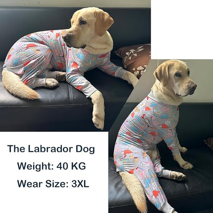 Dinosaur Dog T Shirts Cute Dinosaur Pattern Printed Apparel Shirt for Large Dogs Softable Stretchy Pet Clothes (M, Grey Dinosaur)