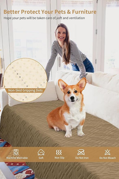 2 Packs Waterproof Dog Bed Cover Pet Blanket Furniture Sofa Couch Cover 30x70 Inch Cats,Dogs,Pets(2 Pcs-Camel/Beige)