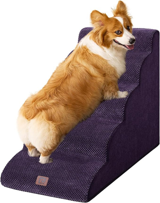 EHEYCIGA Curved Dog Stairs for High Beds 22.6" H 5-Step Dog