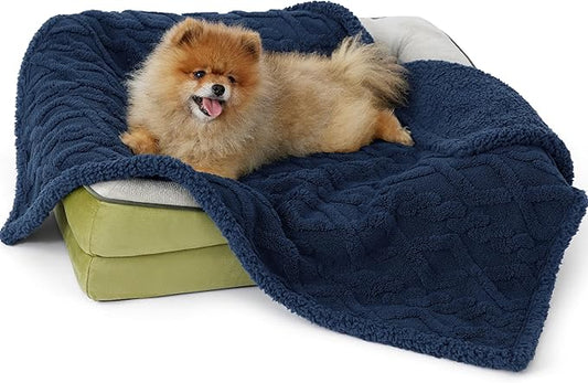 Bedsure Waterproof Dog Blankets for Small Dogs 25"x35", Navy