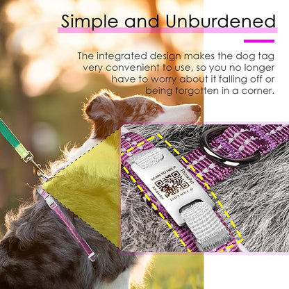 ThinkPet Reflective Breathable Soft Air Mesh with QR Code Dog Tag Puppy Choke Free Over Head Vest Harness for Puppy Small Medium Dogs and Cats Large Purple