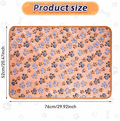 4 Pcs Pet Blanket Dog Puppy Blanket Paw Print Fleece Blanket for Small Medium Pet Dog Cat Warm Soft Sleep Mat Guinea Pig Cage Liners Blanket (Coffee,Medium(30 x 20.5 Inch))