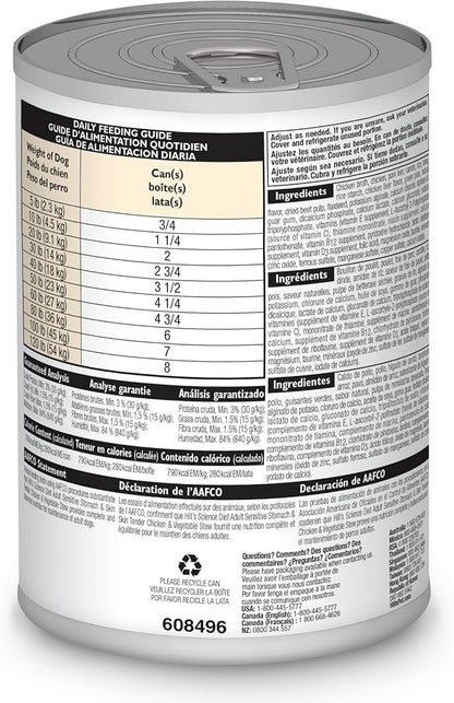 Hill's Science Diet Sensitive Stomach & Skin, Adult 1-6, Stomach & Skin Sensitivity Support, Wet Dog Food, Beef & Barley Stew, 12.5 oz Can, Case of 12