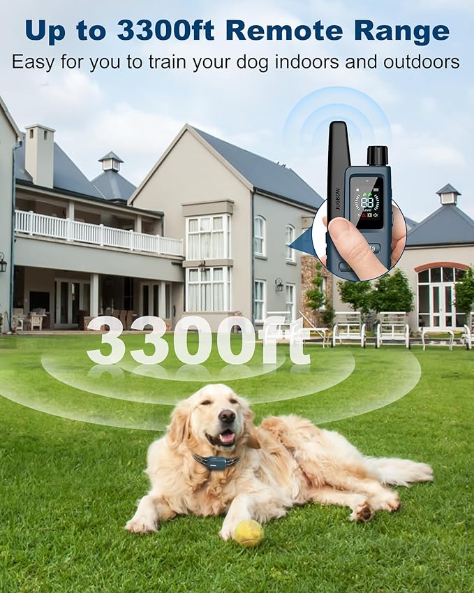 Jugbow Dog Shock Collar 3300FT Dog IPX7 Waterproof 4 Training