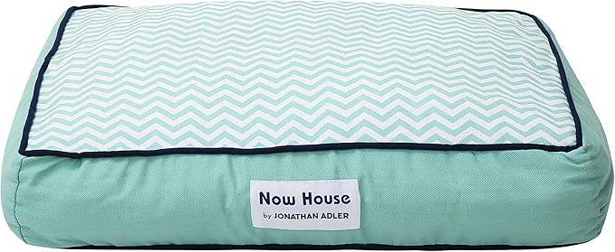 Now House for Pets by Jonathan Adler Teal Chevron Dog Bed 22x17x5 inches, 25lbs)