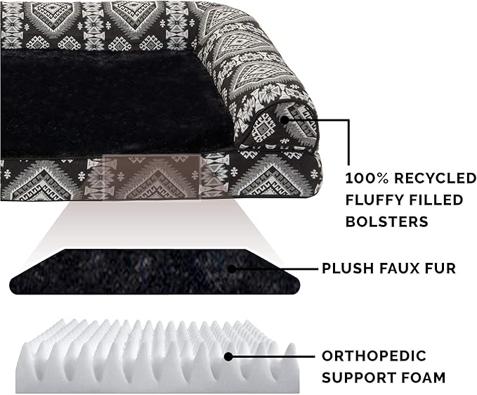 Furhaven Orthopedic Dog Bed for Large Dogs w/ Removable Bolsters & Washable Cover 95 lbs