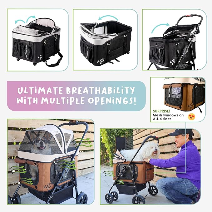 Petique Dynamic Pet Stroller 4-in-1 Travel 55LBS