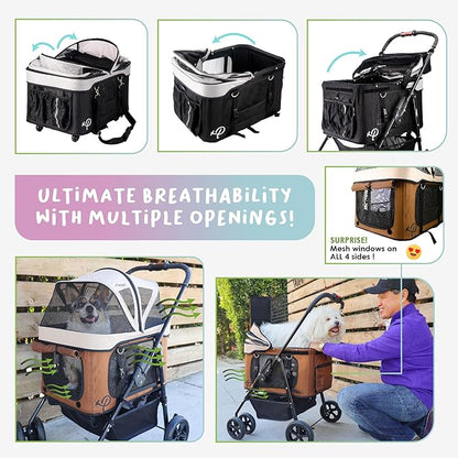 Petique Dynamic Pet Stroller 4-in-1 Travel 55LBS