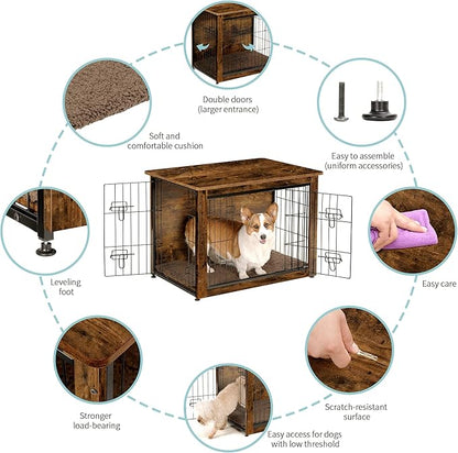 DWANTON Dog Crate Furniture with Cushion 32.5" L,