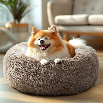 Veehoo Calming Dog Bed for Medium Small Dog 25 lbs 23", Brown