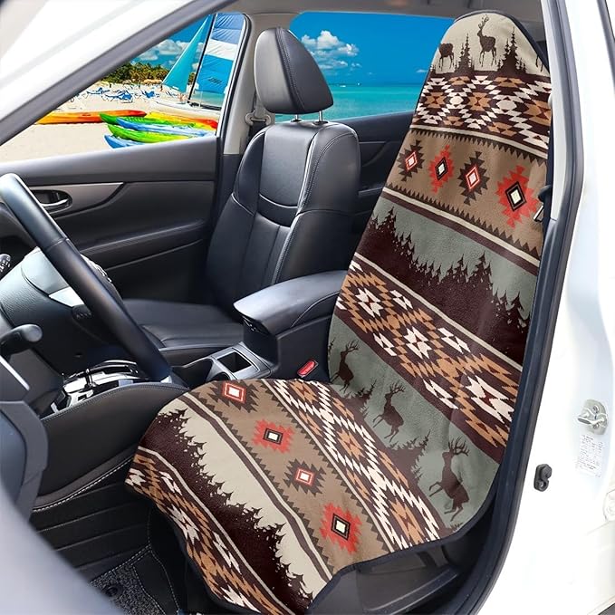 Bohemia Vintage Sweatproof Towel Car Front Seat Cover Non-Slip Bucket Seat Protector Easy to Install from Sweat