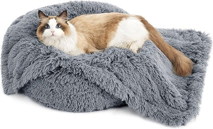 Bedsure Waterproof Dog Blankets for Small Dogs - Calming Cat Blanket for Couch Protector Washable, Long Faux Fur Pet Throw Blanket for Puppy, Reversible Furniture Protection, 25"x35", Grey