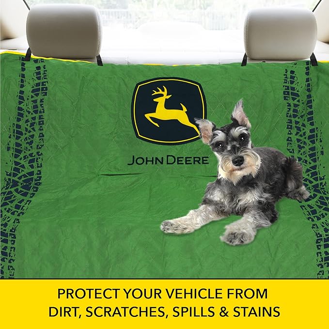 JOHN DEERE PET CAR SEAT COVER for DOGS & CATS. Licensed SEAT PROTECTOR for Construction