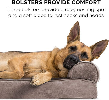 Furhaven Memory Foam Dog Bed for Large Dogs w/ Removable Bolsters & Washable Cover 95 lbs