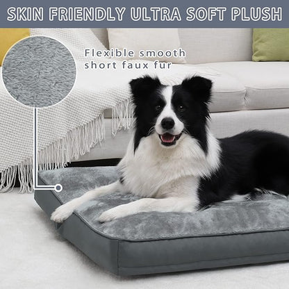 Dog Crate Bed Waterproof Deluxe Plush Dog Beds with Removable Washable Cover Anti-Slip Bottom Pet Sleeping Mattress for Large 35 x 22 inch,