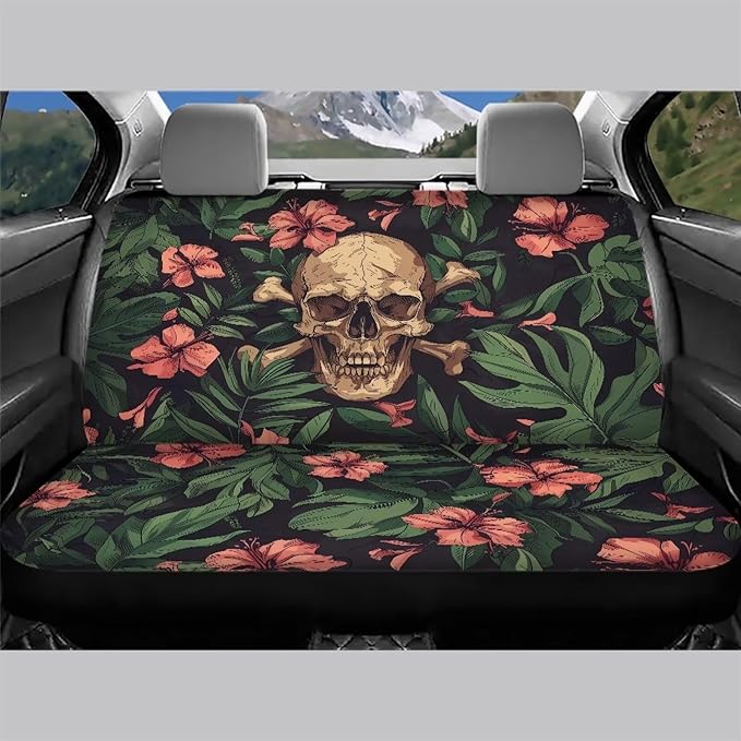 AFPANQZ Tropical Leaves Skull Full Wrap Car Seat