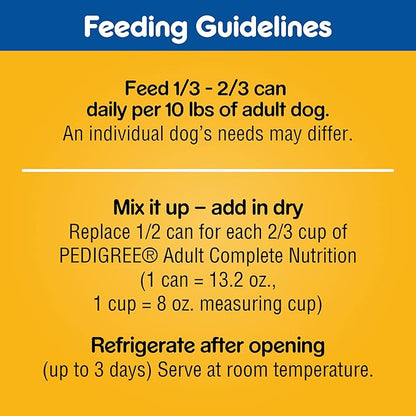 PEDIGREE CHOPPED GROUND DINNER Adult Canned Soft Wet Dog Food Variety Pack, Filet Mignon Flavor and With Beef, 13.2 oz. Cans (Pack of 12)