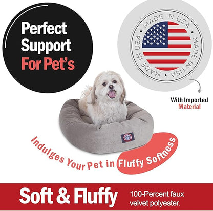 Majestic Pet 24 Inch Micro Velvet Calming Dog Bed Washable – Cozy Soft Round Dog Bed with Spine for Head Support 24x19x7 (inch)