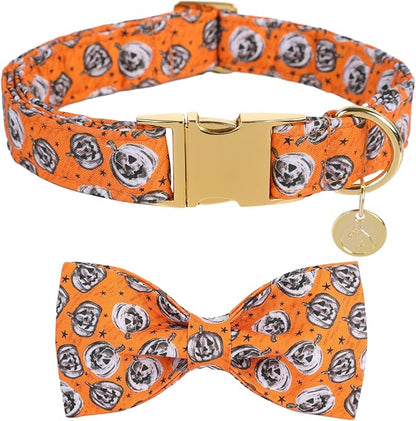 DOGWONG Fall Dog Collar with Bowtie