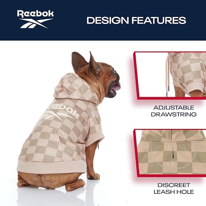 Reebok Dog Hoodie – Fleece Dog Sweater with Leash Hole