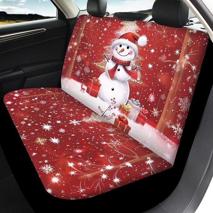 Christmas Tree Snowman Seat Covers for Cars Front 4 Pieces