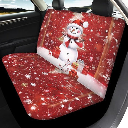 Christmas Tree Snowman Seat Covers for Cars Front 4 Pieces