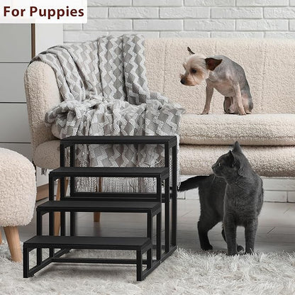 Dog Stairs for Couch Black Dog Steps Ramp for Small Medium Large Dogs 4 Tier Pet Stairs Steps with for Puppy