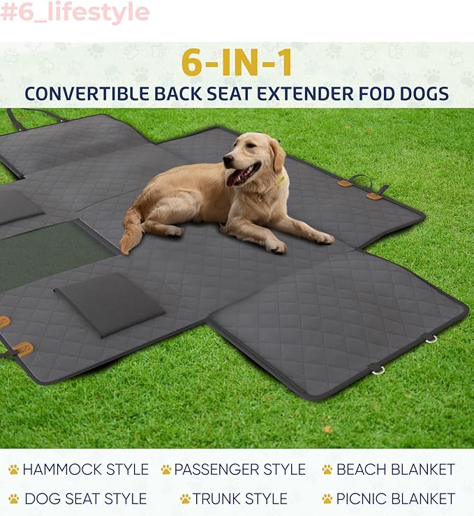 Katziela Back Seat Extender for Dogs-Large Space 2 Foams 425Lbs